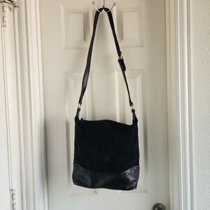 Ginnie Johansen Suede Leather Hobo‎ Bag With Long Strap